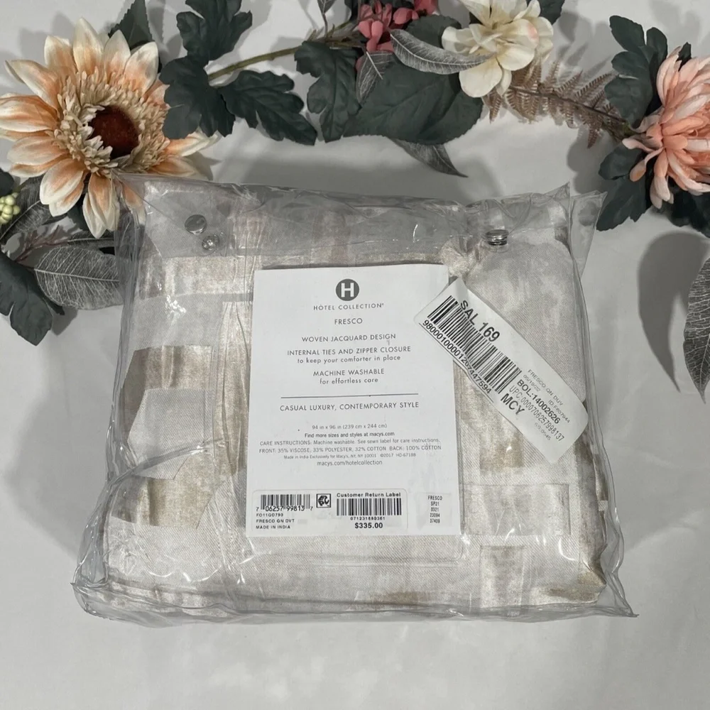 NIB $335 [ Full‎ / Queen ] Duvet Cover for Hotel Collection Fresco Metallic Gold